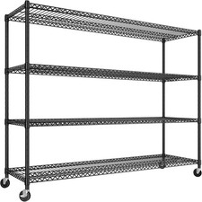 60''W Storage Shelves 2399LBS Wire Shelving with Wheels Garage Shelving Heavy Du