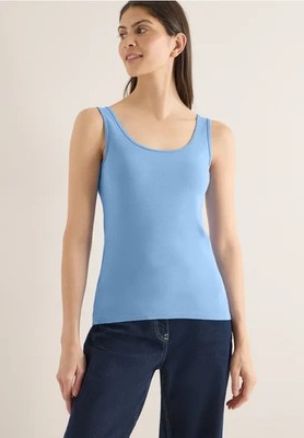 CECIL 322819 LINDA Top ärmellos Tanktop Basic Bio-Baumwolle uni eng Damen blau
