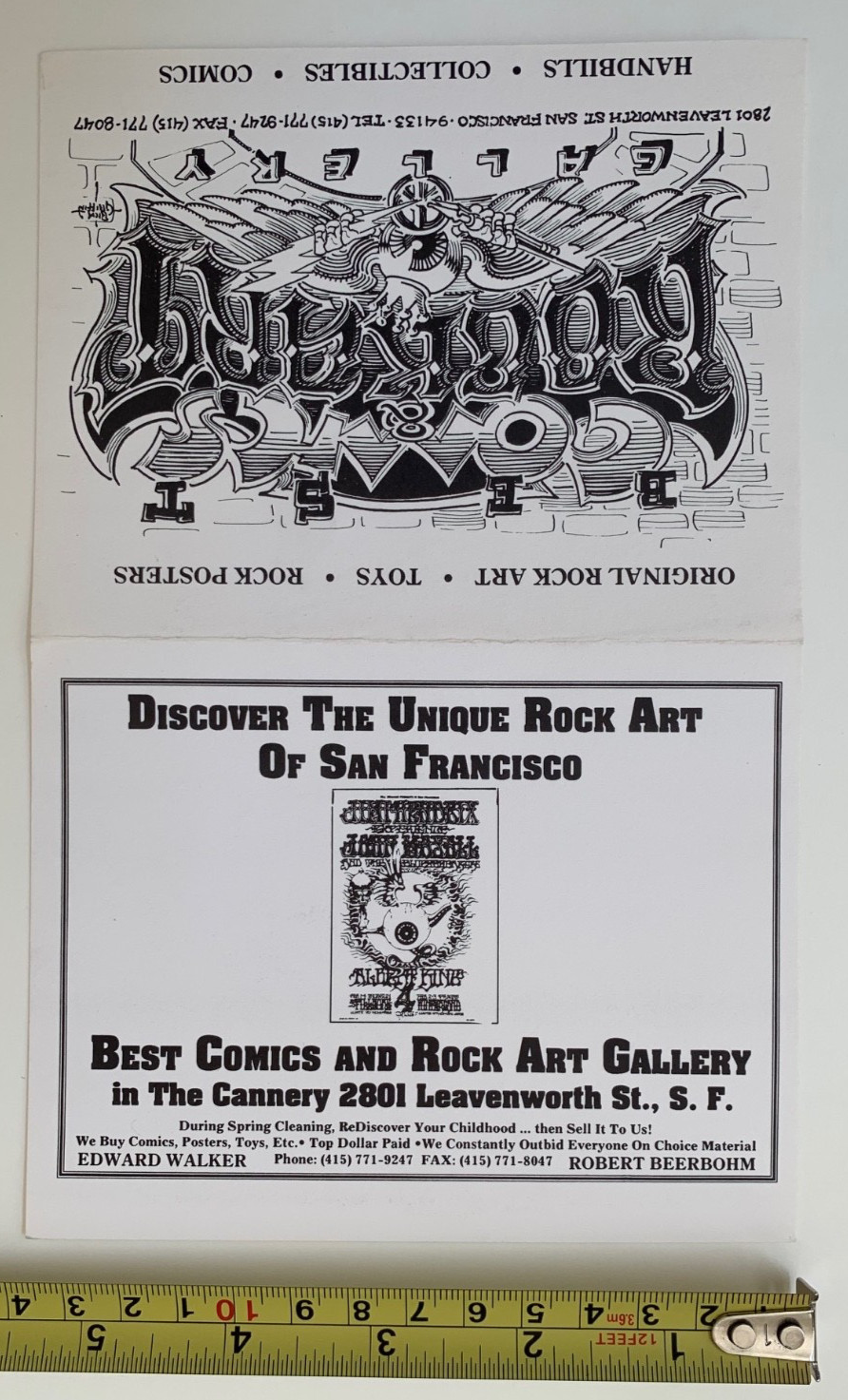 ORIGINAL RICK GRIFFIN – BEST COMICS AND ROCK ART TENT CARD / HANDBILL 1990's