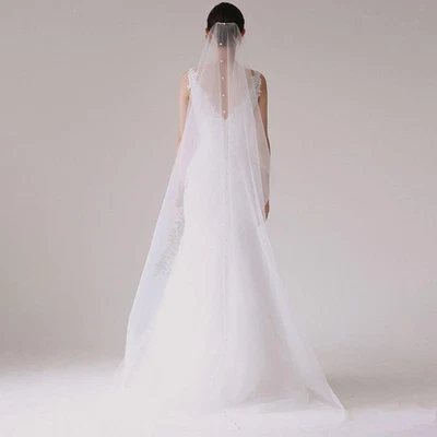Voile de mariée à deux niveaux, bandeau tendance de 260 cm, pour bal fin - Photo 1/4