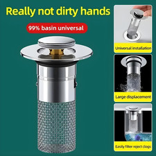 2 Pcs Bathroom Sink Stopper Hair Catcher Bathroom Pop Up Sink Drain Filter