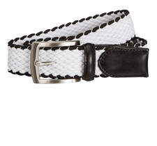 Walter Hagen Men's Basket Weave Stretch Golf Belt white/black size L NWT