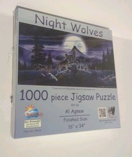 Sunsout 1000 pc. Puzzle Night Wolves 16" X 34" Sealed