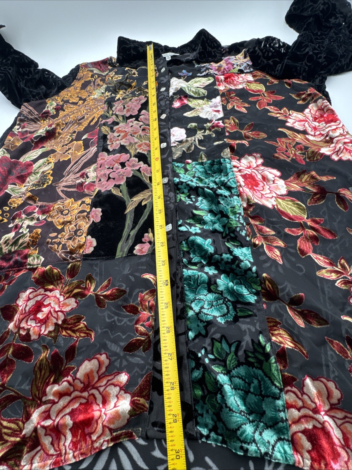John Mark Womens Patchwork Multi Floral Velvet Bu… - image 7