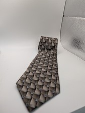 Stafford Men's Neck Tie Brown And Blue Geometric 100% Silk Made In USA