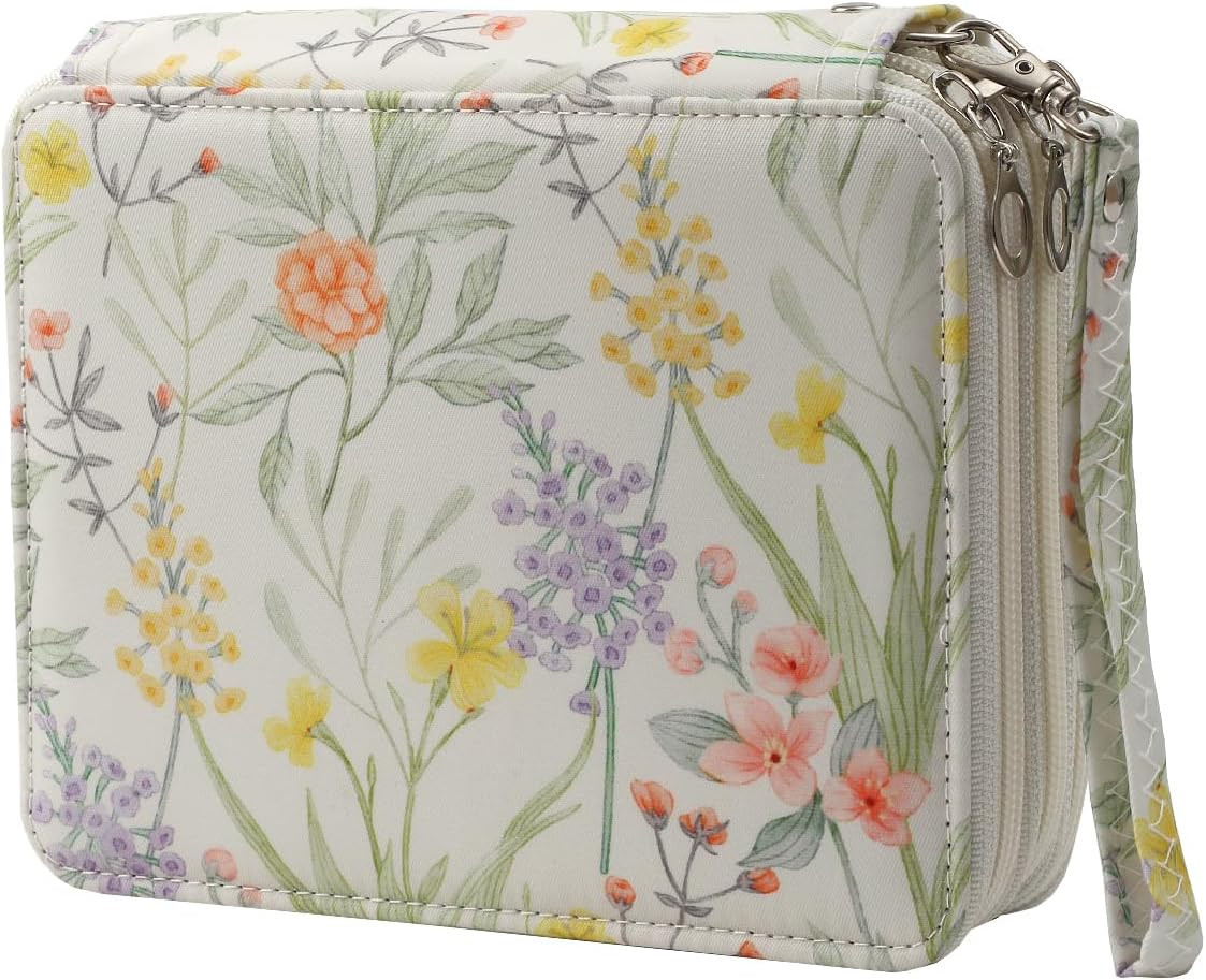 Case - 72 Slots Pencil Holder With Zipper Closure Twill Fabr