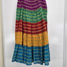 Lauren Ralph Lauren Sz Small Maxi Peasant Skirt Tiered Cotton Boho Gypsy Hippie