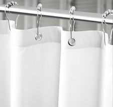 Long Fabric Shower Curtain Liner 6 Magnets Washable Hotel Quality 72x75 White