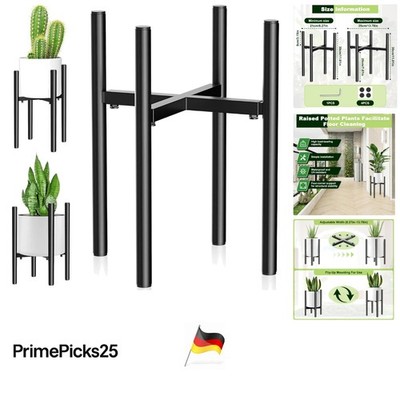 Verstellbarer Pflanzenständer aus Metall Schwarz für Innen Außen 21-35 cm