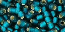 8/0, Toho Seed Beads, 27BDF, Silver-Lined Frosted TEAL, 10 grams, TR-08-27BDF