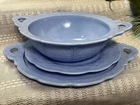 Jeannette  CHERRY BLOSSOM Delphite Blue  Round Bowl 10.75” Platter & 9” Plate