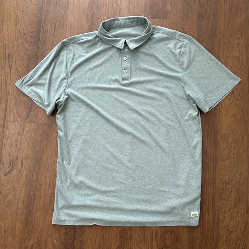 Vuori Strato Tech Polo Shirt Mens Large Green Performance Stretch Casual V188