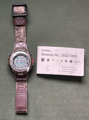 Casio Pathfinder Hunting Timer Watch Mens 46mm Digital 2805 PAS-410B Great Cond