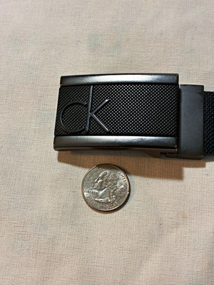 Calvin Klein Men's Black Belt CK Logo Buckle Adjustable 34/85 1 1/4''. Es1524
