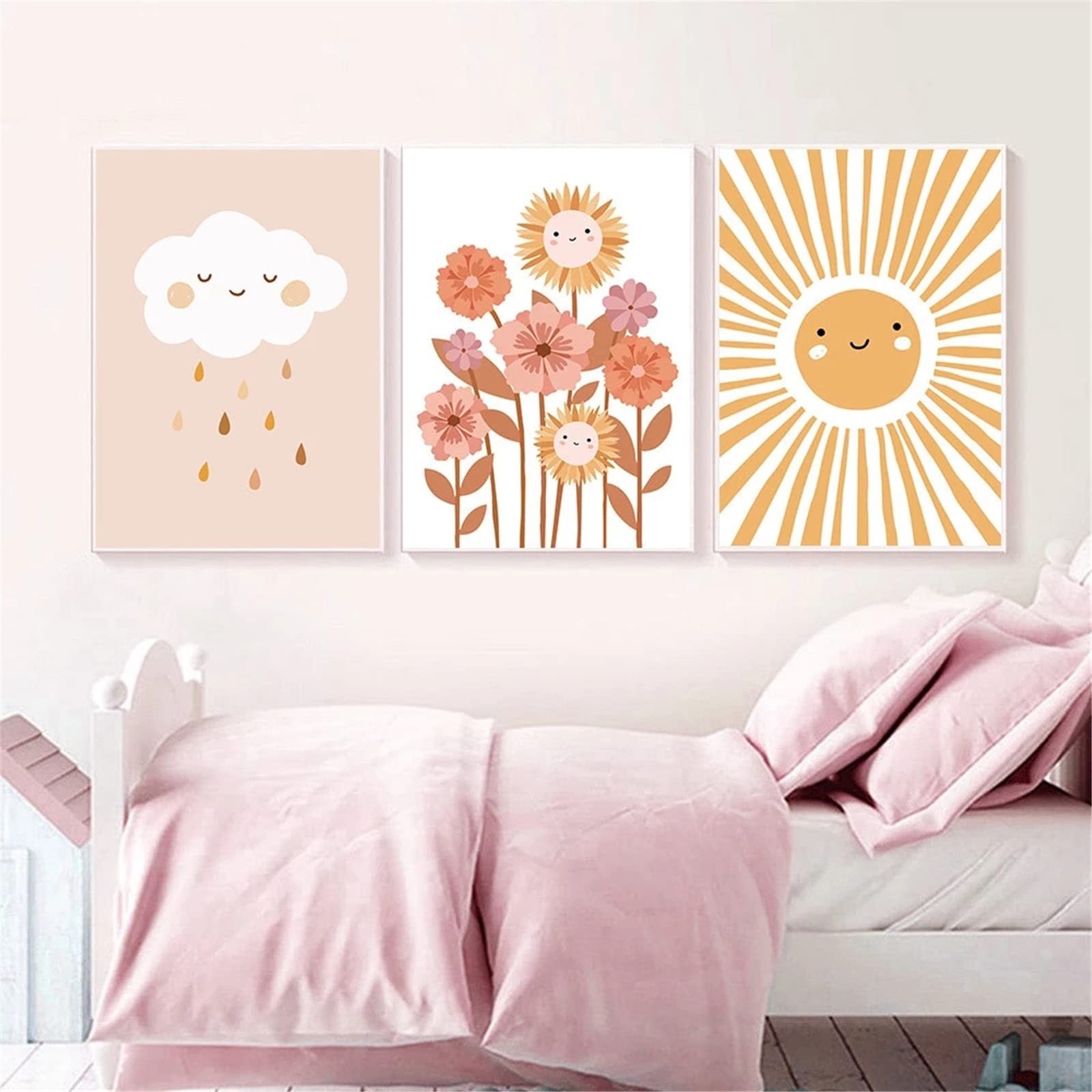 Affiches Arc-en-ciel et Nuages EXQUELEG Format A4 pour Chambre Enfant Lot de 3