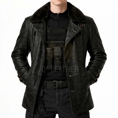 Leon S Kennedy Requiem RE9 Coat Style Black Real Leather Jacket