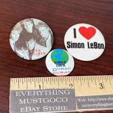 1980's DURAN DURAN World Tour Band Pins Lot    I Love Simon Lebon heart button
