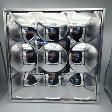 Vtg Convex Bubble Mirror Space Age 60s/70s MCM Plexi Chromed Turner Style 18" Sq