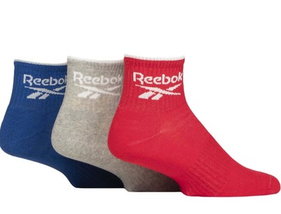 Reebok 3er Pack Unisex Cotton Essential Söckchen mit Fußgewölbestütze