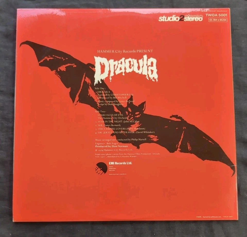 Hammer DRACULA w/ Christopher Lee Vinyl  1st Press 1974 Universal Monster P264 Foto 3 de 4