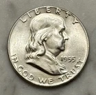 1955-P Franklin Half Dollar - AU - About Uncirculated - 90% Silver