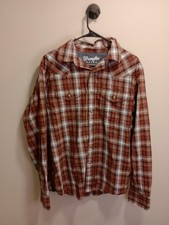 Wrangler Retro Premium Shirt Mens L Red Plaid Pearl Snap Western Cowboy