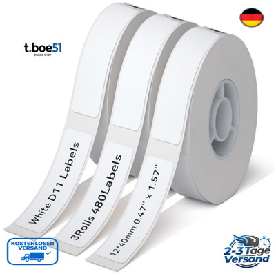 NIIMBOT Thermo Etiketten 12x40mm 160 Stück 3-Rollen