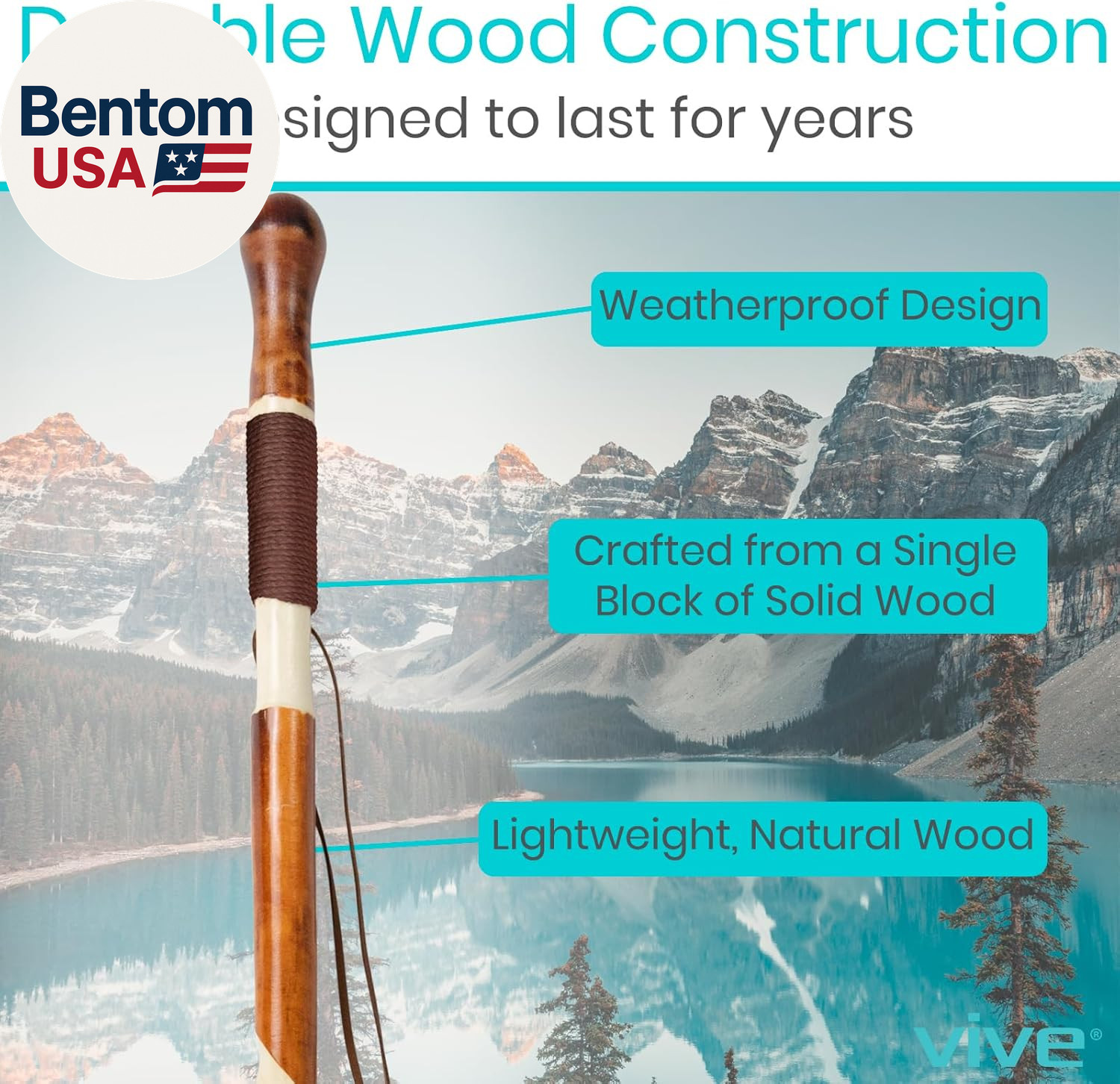 Wooden Walking Stick - Willow Cane for Seniors Hiking & Balance - Heavy Duty Car