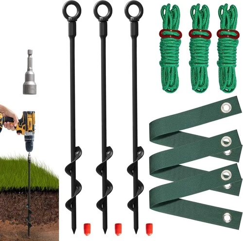 Heavy Duty 16” Tree Stakes and Supports for Young Trees, Set of 3 Tree Stake  - Picture 1 of 2