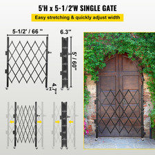 VEVOR Single Folding Security Gate, Steel Accordion Gate, 5.1'H x 5.9'W, Expanda