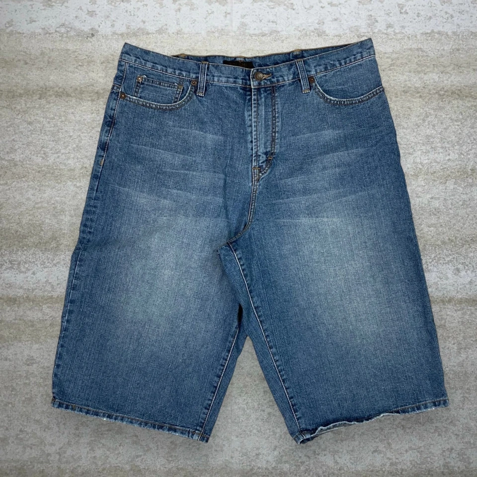 Vintage 90s Sean John Jean Shorts 38x16 Baggy Wide Leg Fit Light Wash 16" Inseam - Image 2 of 4