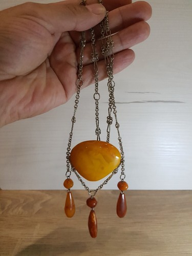 NATURAL OLD ANTIQUE EGG YOLK BALTIC AMBER Neakles 40g - Picture 9 of 24