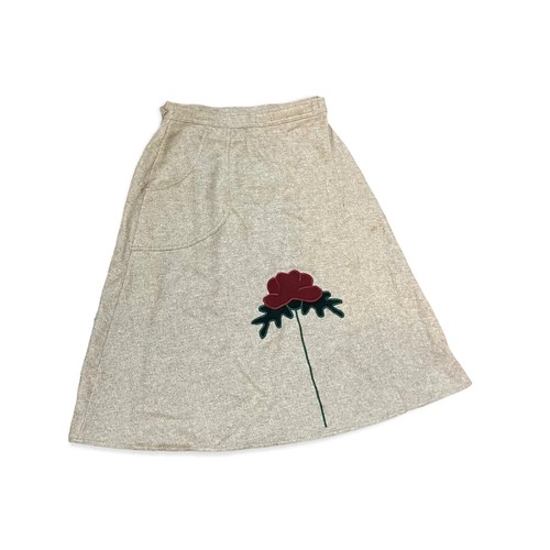 Falda campesina envolvente midi cintura alta tweed lana años 70 de colección floral cintura 28" - Imagen 3 de 6
