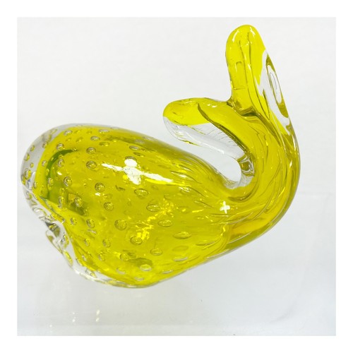 Yellow Whale Art Glass Controlled Bubble Paperweight Yellow Whale 3.5” x 4.25” - Picture 4 of 8