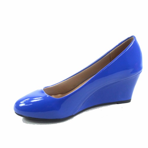 Zapatos de tacón bajo con plataforma de cuña baja de punta redonda patentada para mujer talla 5-10 NUEVOS - Imagen 17 de 83