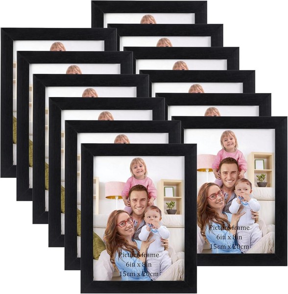 12Er Set Bilderrahmen 15X20Cm Schwarz – Fotorahmen Wand Tisch Wohnzimmer BüRos-image