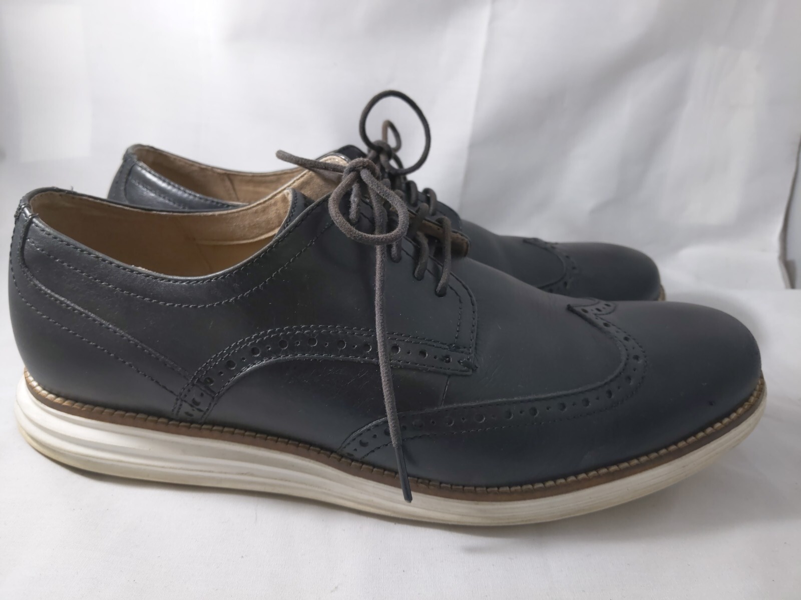 SAOLA Scarpe COLE HAAN 10 5 M $170 originali Grand Wing Oxford nero bianco uomo