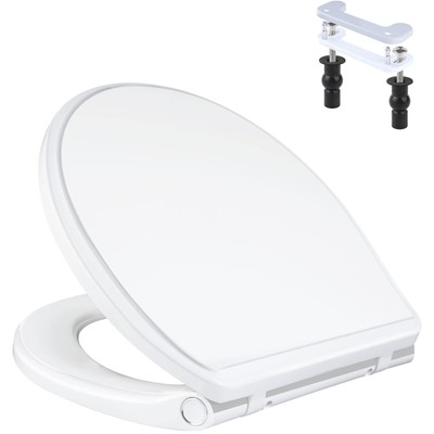 Round Toilet Seat, Slow Close and Never Loosen Stable Hinge, Grip-Tight Bumpers