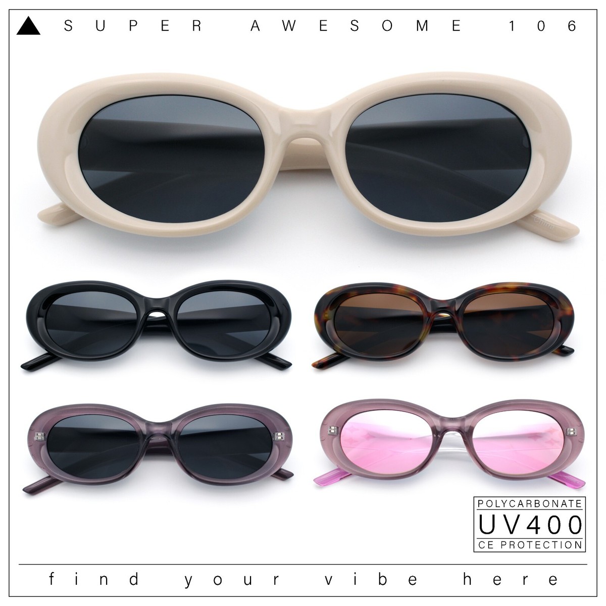 Womens Mod Fashion Round Oval Classy Beveled Frame Plastic  display picture 3