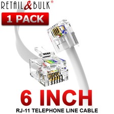 6 Inch Short Telephone Cable RJ11 6P4C Phone Line Cord, White