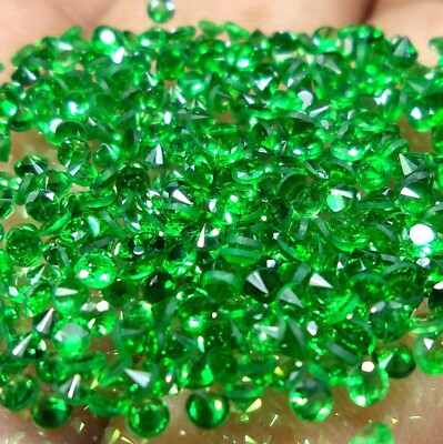 Natural Green Emerald  Round Cut 2 MM 100 pcs Loose Gemstone IDGL Certified QW65