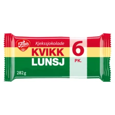 6-pack Kvikk Lunsj - The Original Norwegian Milk Chocolate from Freia in Oslo