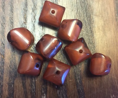 Vintage German Brown Cinnamon Tonal Givre Chubby Pillow Cushion Lucite Bead Lot