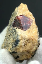 505 CT Red Zircon Pyramid Shape Crystal Bunch On Rock Specimen From Astore Vally