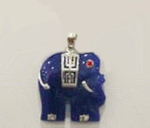 Authentic Blue Jade White Gold Plated Elephant Men Women Child Pendant Chain Necklace
