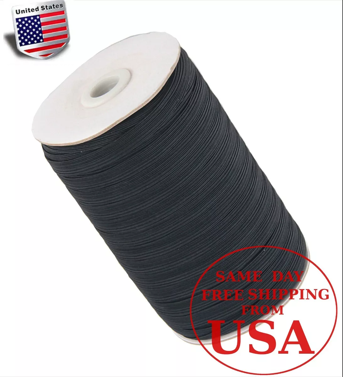 200 Yards Sewing Bungee Cord Braided Black Flat Elastic Band Spool