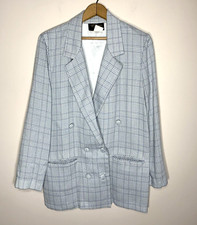 Toni Garment For C.C. Magic Blazer Womens Large Gray Plaid USA Made 80s Oversize