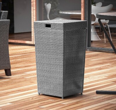 Nestl 30 Gallon Outdoor Trash Can With Lid - Wicker Design, Steel Frame, Weather Resistant For Patio