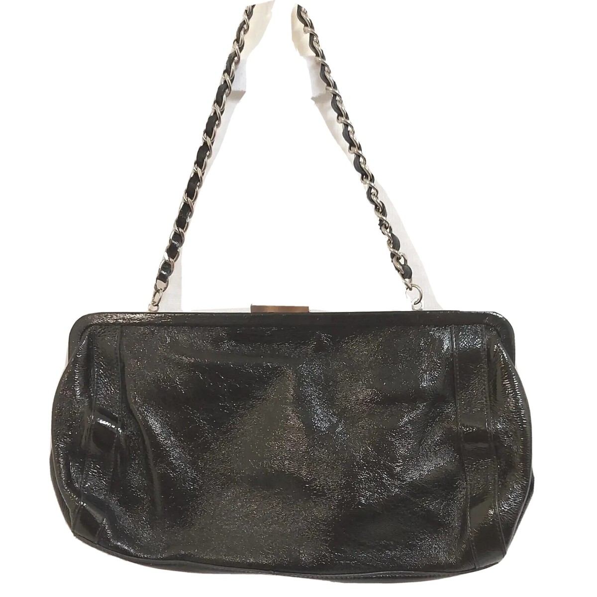 Jasper Conran Handbag Black patent leather Logo on clasp Short