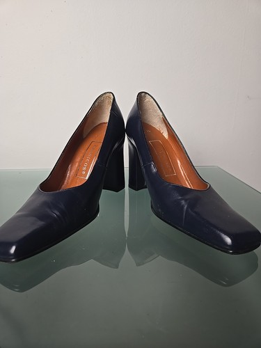Clasicos Heels Blue Mexico Sz 10.5 (44) Leather Vtg Y2k Pumps Women's Designer - Picture 9 of 10